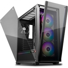 DeepCool MATREXX 70 ADD-RGB 3F Case, Gaming, Black, Mid Tower, 2 x USB 3.0 / 1 x USB 2.0, Tempered Glass Side & Front Window Panels, Removable Glass PSU Shroud, Addressable RGB LED Fans & Light Strip, E-ATX, ATX, Micro ATX, Mini-ITX