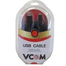 VCOM USB 2.0 A (M) to USB 2.0 Mini B (M) 1.8m Black Retail Packaged Data Cable