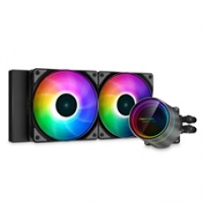 DeepCool CASTLE 240EX A-RGB AiO Liquid CPU Cooler, Universal Socket, 240mm Radiator, PWM 1800RPM Cooling Fans, Addressable RGB LED Lighting with ARGB Infinity Mirror Pump Design, Black Version, Anti-Leak Tech Inside