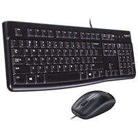 Logitech MK120 Wired Keyboard and Mouse Combo for Windows, Optical Wired Mouse, Full-Size Keyboard, USB Plug-and-Play, Compatible with PC and Laptop, QWERTY UK English Layout, Black